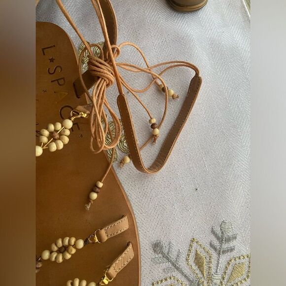 L*SPACE x MATISSE Slide Sandal Brown Stones Strap Size 10M - Picture 11 of 12